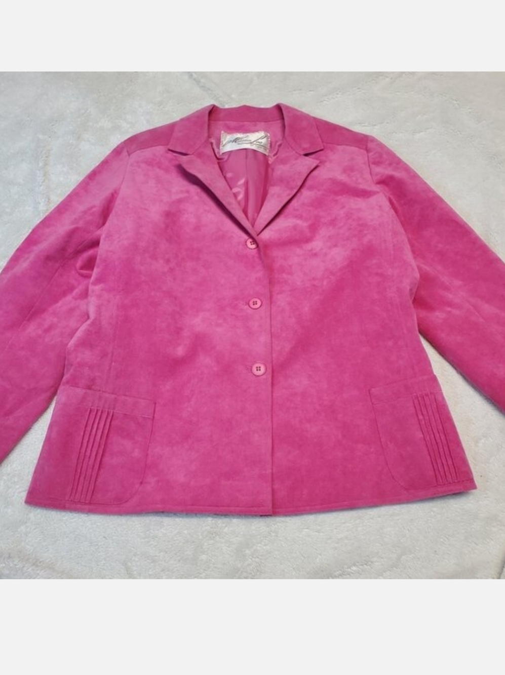 Vintage Minma Lee Pink Suede Jacket Women Medium Barbie Festival Party Feminine